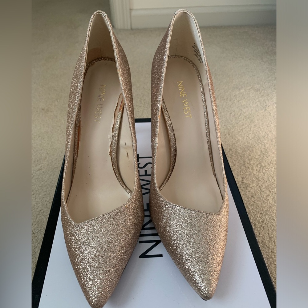Nine West Gold Glitter Pumps